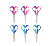 COOPHYA Lot de 6 Ciseaux Scolaires pour Garçon et Filles Lame en Acier Inoxydable et Manche Abs, Contrôle Longueur de Coupe, Facile à Utiliser pour Fournitures Scolaires Couleur Aléatoire