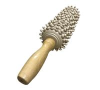 COOPHYA Masseur Manuel en Bois à 9 Rouleaux pour Massage Cervical et Dos, Outil de Relaxation Musculaire Compact Marron Clair, Bâton de Massage Professionnel pour Soulager Douleurs