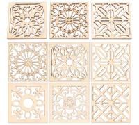 COOPHYA Ornements en Bois Carrés Ajourés avec Corde Lot de 20 Style Bohème Décorations Créatives en Bakélite pour Garçon et Filles, pour et Mariage