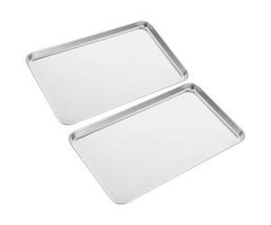 COOPHYA Plaque de Pâtisserie en Acier Inoxydable Argenté 2pcs Multi-fonctionnelle Fond Plat Perforé pour Cuisson et Grillade Cuisine