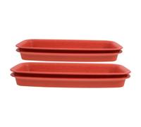 COOPHYA Plateaux Rectangulaires Rouge 4pcs pour Pots de Fleurs en PP Facile à Nettoyer, Protège Les Surfaces, pour Plantes D'intérieur et Décoration Maison