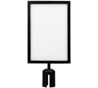 COOPHYA Porte-Affiche Vertical en Acier Inoxydable pour Poteau à Sangle Rétractable, Cadre Noir A4, Installation Facile pour Banques, Restaurants, Aéroports, 12,59 X 8,66