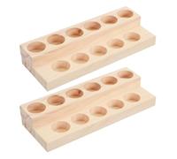 COOPHYA Présentoir en Bois pour Huiles Essentielles 2 Pièces, Organiseur Pratique Double Étagère, pour Bureau et Comptoir, Évite la Chute des Bouteilles