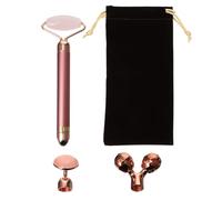 COOPHYA Rouleau de Jade Électrique Visage en Pierre Naturelle Rose Masseur Facial Portatif Multifonction Outil de Massage Visage pour Soins Peau et Relaxation
