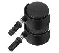 COOPHYA Roulettes de Chaise de Bureau Double Roue Frein, 2 Pièces Noires, Tige M7, Adaptées pour Mobilier de Bureau et Usage Intensif en Environnement Professionnel