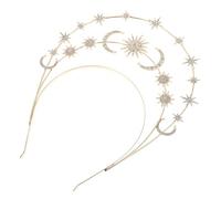 COOPHYA Serrage-tête Couronne de Déesse en Métal Or, Confortable et Simple à Porter, Design Étoile Lune à Trois Niveaux, pour Costume Party et Photos Élégantes