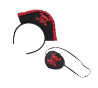 COOPHYA Set Accessoires Pirate pour Halloween avec Bandeau Crâne et Cache-œil et Confortable pour Cosplay et Fêtes à Thème