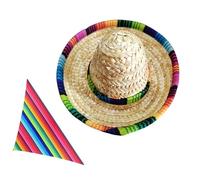 COOPHYA Set de Casquette en Paille Tressée Ajustable et Facile d'entretien pour Petits Animaux et Bandana Triangulaire pour Fête Fiesta et Aventures en Plein Air