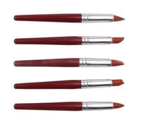 COOPHYA Set de Stylos de Modelage en Silicone Outils de Sculpture en Céramique Lot de 5 Manche en Bois et Tube en Aluminium pour Argile pour DIY Poterie