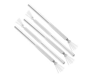 COOPHYA Stylos de Précision pour Nail Art en Métal Argenté, Lot de 5pcs Motif Texturé Unique et Finition Élégante, pour Dessins Fins et Décoration Ongles