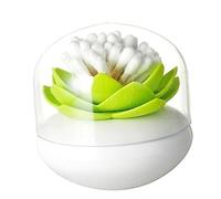 COOPHYA Support pour Coton-Tiges Lotus Vert Couvercle Anti-Poussière Porte-Écouvillon Portable en Caoutchouc Détachable Organiseur Salle de Bain pour Coton-Tiges et Cure-Dents