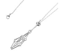 COOPHYA Support pour Pierre Vide en Métal Argenté Réglable 28 CM pour Collier DIY Cristaux pour Présents Noël Anniversaire et Saint-Valentin