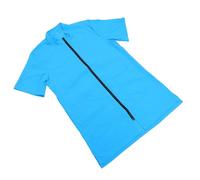 COOPHYA Tablier de Toilettage Imperméable Antistatique pour Vétérinaire et Toiletteur, Manches -Longues Bleu Fermeture Éclair, Uniforme de Travail XL, Usage Professionnel en École