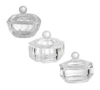 COOPHYA Tasse à Nail Art en Verre Borosilicate Haute Transparence 3pcs pour Mélange Liquide Acrylique, Forme Octogonale, pour Salon de Manucure Professionnel