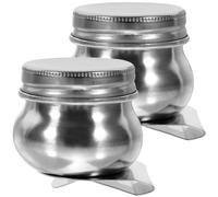 COOPHYA Tasse à Palette en Acier Inoxydable Couvercle, Récipient Fermement Fixé 2pcs pour Mélanger Solvants, pour Peinture en Plein Air des Artistes
