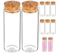 COOPHYA Tubes à Essai en Verre Borosilicaté Faciles à Nettoyer avec Lot de 10 avec Bouchons en Liège Conserver Fleurs Séchées et Œuvres Miniatures