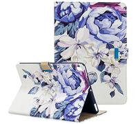 Coopts Coque pour iPad Mini 5 2019/iPad Mini 4/iPad Mini 3/iPad Mini 2/iPad Mini, Fin en Cuir PU et TPU Anti-Chocs Anti-Rayures Folio Stand Mignon Coque pour Apple iPad Mini 1 2 3 4 5 B-Blue Flowers