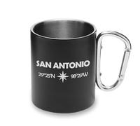 Coordinates San Antonio Texas USA City Tasse en métal avec poignée mousqueton