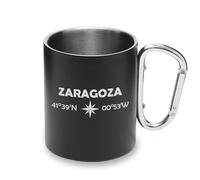 Coordinates Zaragoza Espagne City Tasse en métal avec poignée mousqueton