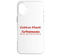 Coordonnées de Cotton Plant Arkansas Coque pour iPhone 16 Plus