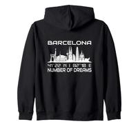 Coordonnées GPS Espagne Vacances Catalogne Skyline Barcelone Sweat à Capuche