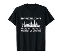 Coordonnées GPS Espagne Vacances Catalogne Skyline Barcelone T-Shirt