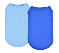 CooShou Lot de 2 débardeurs pour chiens de petite, moyenne et grande taille - Bleu - Sans manches - Pour printemps et été - Respirant - Tenues colorées pour chiens de garçon et fille (bleu) - Taille L