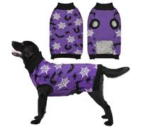 CooShou Pull d'Halloween pour chien, chiot, motif araignée et chauve-souris, pull chaud pour chien de petite, moyenne et grande taille, taille 4XL