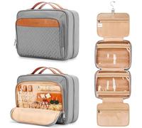 Trousse de toilette de voyage à suspendre pour homme et femme, avec 6 couvercles de bouteilles en silicone anti-fuite, accessoires de maquillage imperméables, essentiels cosmétiques, articles de