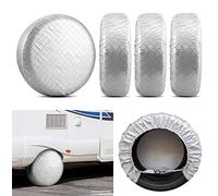 COOSOO Lot de 4 Housses de Pneu en Film d'aluminium imperméable à l'eau et à la poussière avec Crochets pour remorque, Camping-Car, Camion, SUV, Camping-Car, Jeep, Protection de Roue 27-29 Pouce