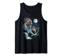 Cooster Howling to The Moon Meme Funny 90's Rooster Farm Débardeur