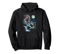 Cooster Howling to The Moon Meme Funny 90's Rooster Farm Sweat à Capuche