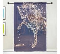COOSUN Gouttes D'eau à Cheval Panneaux Voilage Tulle Polyester Fenêtre Panneau de Traitement Voile Rideaux pour Chambre Salon Décoration d'intérieur, 55x78 Pouces, 1 Pièce 55x78x1 (en) Multi