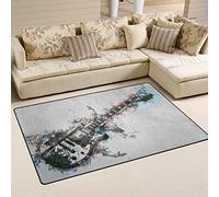 Coosun Guitare Instrument Musique Zone Tapis Moquette antidérapant Tapis de sol Paillasson pour salon Chambre à coucher 152,4 x 99,1 cm, Tissu, multicolore, 60 x 39 inch