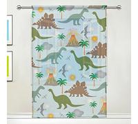 COOSUN Scène Dinosaur Panneaux Voilage Tulle Polyester Fenêtre Panneau de Traitement Voile Rideaux pour Chambre Salon Décoration d'intérieur, 55x84 Pouces, 1 Pièce 55x84x1 (en) Multi