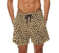 COOSUN Short de bain à séchage rapide pour homme Motif léopard - Multicolore - L