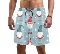 coosun Short de bain Père Noël pour homme à séchage rapide, Nain de Noël flocons de neige, M
