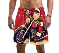 coosun Short de bain Père Noël pour homme à séchage rapide, Père Noël équitation moto, XL