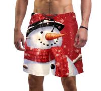 coosun Short de plage pour homme à séchage rapide Motif renne de Noël Taille S, Bonhomme de neige oiseaux de Noël, XL