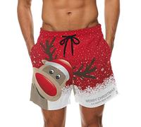 coosun Short de plage pour homme à séchage rapide Motif renne de Noël Taille S, Multicolore, L