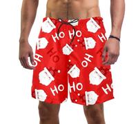coosun Short de plage pour homme à séchage rapide Motif renne de Noël Taille S, Père Noël Hohoho, L