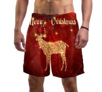 coosun Short de planche de plage pour homme Renne de Noël Séchage rapide Natation S, XL