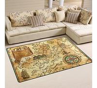 Coosun Vieux Pirate carte avec la Rose des vents Zone Tapis Moquette antidérapant Tapis de sol Paillasson pour salon Chambre à coucher 78,7 x 50,8 cm, Tissu, multicolore, 31 x 20 inch