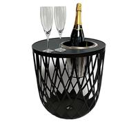 COOTAB COOLER TABLE Table d'appoint avec refroidisseur à vin amovible en acier inoxydable - Table de salon ronde avec plateau SoftTouch - Résistant aux intempéries et empilable - Pour l'intérieur et