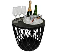 COOTAB COOLER TABLE Table d'appoint avec refroidisseur de bière amovible en acier inoxydable - Table de salon ronde avec plateau SoftTouch - Résistant aux intempéries et empilable - Pour l'intérieur