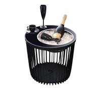 COOTAB COOLER TABLE Table d'appoint COPENHAGEN avec refroidisseur de bière amovible en acier inoxydable - Table de salon ronde avec plateau SoftTouch - Résistante aux intempéries pour l'intérieur et