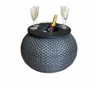 COOTAB COOLER TABLE Table d'appoint Milano avec refroidisseur acrylique intégré - Diamètre : 55 x 40 cm - Table de salon fonctionnelle 3 en 1 - Plaque SoftTouch - Résistante aux intempéries et aux UV