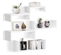 Cootly - Lot de 5 étagères murales flottantes en bois - Blanc - Décoration murale moderne pour salon, salle de bain, chambre à coucher, cuisine, bureau (blanc)