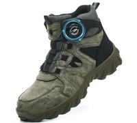 COOU Bottes de sécurité imperméables antidérapantes et confortables avec embout en acier pour homme et femme avec lacets pivotants, C13 Vert, 43 1/3 EU