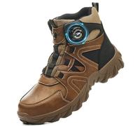 COOU Bottes de sécurité imperméables antidérapantes et confortables avec embout en acier pour homme et femme avec lacets pivotants, C13 Marron, 39 EU